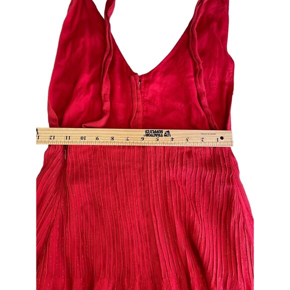 House Of Harlow X Revolve Red Metallic Halter Open Back Maxi Front Slit Button S - Picture 10 of 14